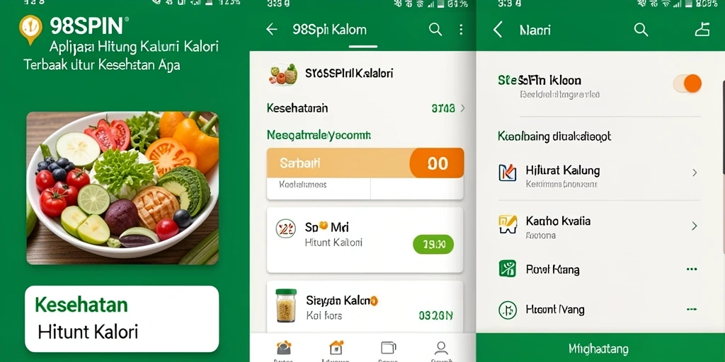 Antarmuka aplikasi 98SPIN yang menampilkan fungsi Hitung Kalori dengan mudah.