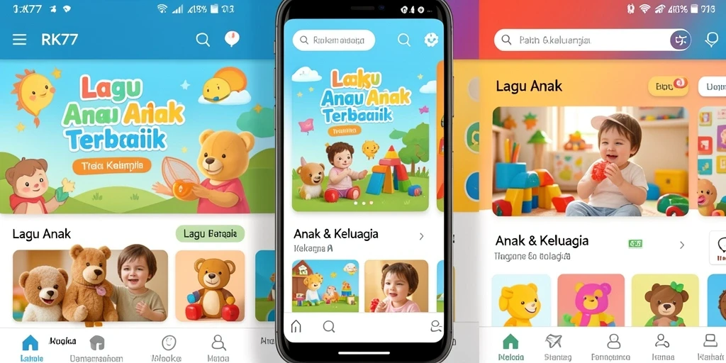 Antarmuka pengguna RK77 yang menarik dan ramah anak.
